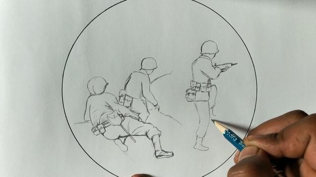 Step by step soldiers drawing/How to draw soldiers in war with pencil sketch/ army troops drawing смотреть онлайн