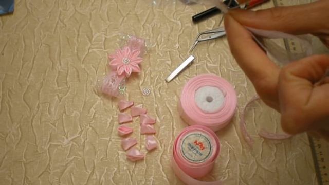 Красивый Бант с Цветком Канзаши Своими Руками. /DIY / Flowers /Tutorial. Make Hair Bow смотреть онлайн