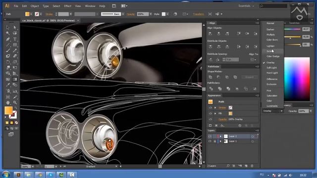 Chevrolet Corvette в программе Adobe Illustrator CS6 вектор смотреть онлайн