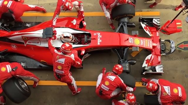 F1 2016 Barcelona Test 2 - Cool slow motion Ferrari pit stop for Sebastian Vettel смотреть онлайн