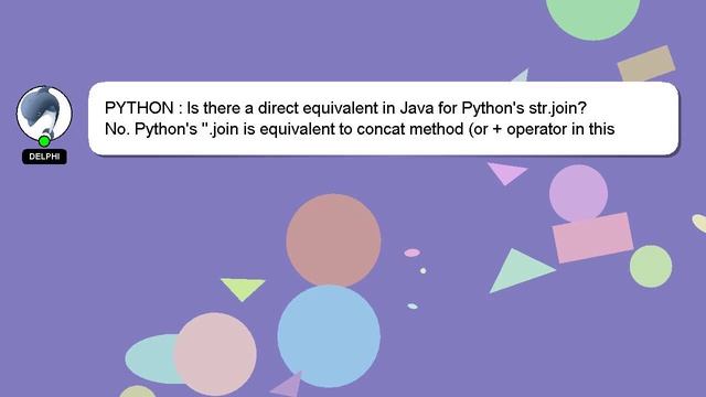 PYTHON : Is there a direct equivalent in Java for Python's str.join? смотреть онлайн