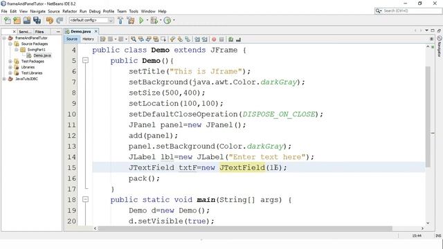 Methods and constructors of Jpanel and How to add swing Components into JPanel. смотреть онлайн
