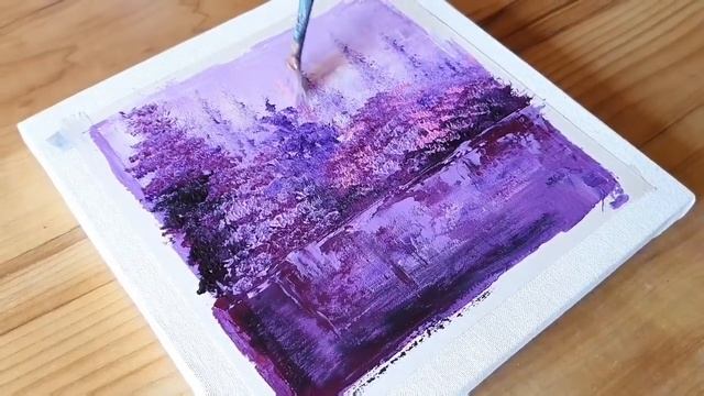 Whimsical Lilac Abstract Landscape Painting Demo / Step by Step / Satisfying ASMR смотреть онлайн