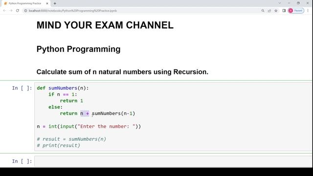 Sum of first n natural numbers Recursive Code | Python Programming for Beginners |Basics of Python смотреть онлайн