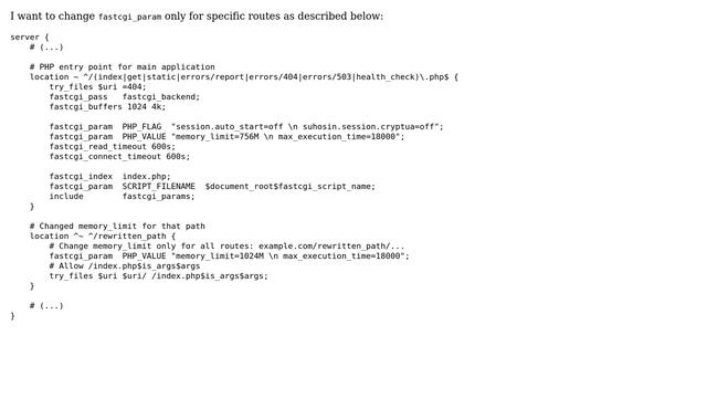 Nginx - rewrite fastcgi_param for one specific route смотреть онлайн
