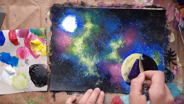 КОСМОС |Рисуем губкой просто✌ смотреть онлайн