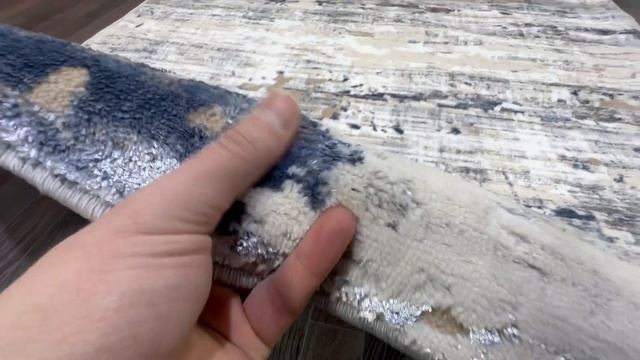 Турецкий ковер Semnan D060A CREAM SHIRINK BLUE FDY, овал смотреть онлайн