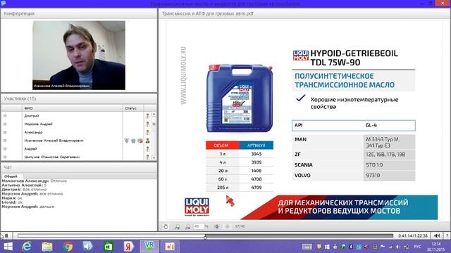 11.2015 Вебинар Liqui Moly - Трансмиссионные масла и ATF для грузовых автомобилей смотреть онлайн