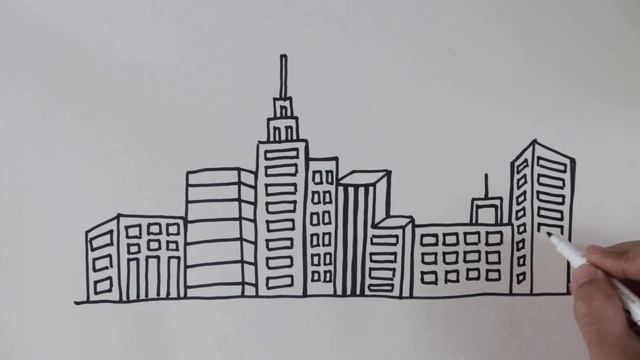 Easy Drawing for Kids | How to Draw and Paint City Buildings смотреть онлайн