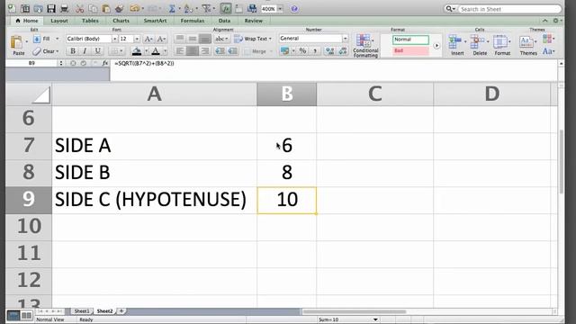 Solving the Pythagorean Theorem Using Excel смотреть онлайн