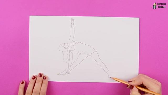 Triangle Pose Yoga drawing | Pencil Sketching Tutorial смотреть онлайн