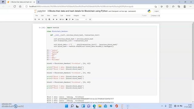 3 Blocks their data and hash details for Blockchain using Python (In just 3 minutes) смотреть онлайн