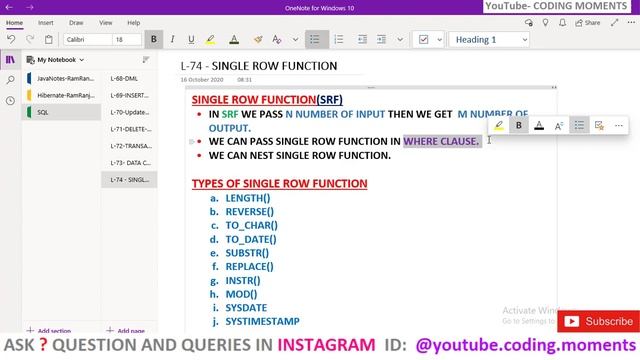 #74|| SINGLE ROW FUNCTION || TYPES OF SINGLE ROW FUNCTION || SQL LECTURE FOR BEGINEERS смотреть онлайн