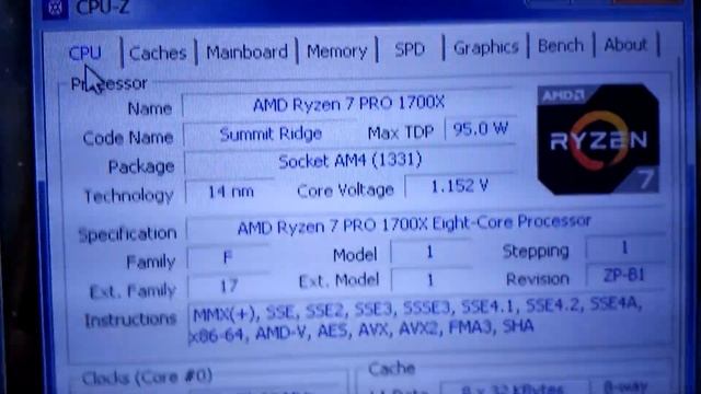 AMD Ryzen 7 PRO 1700x тест в PassMark и CPU-Z смотреть онлайн