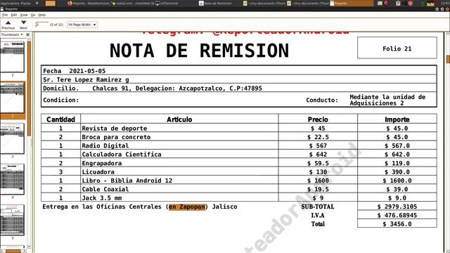Ejemplo de Nota de Remision, con origen de datos HTML, XML, JSON y XLS смотреть онлайн