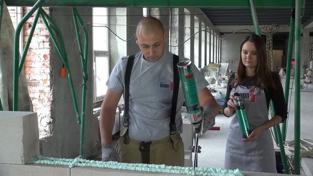 Клей для строительных блоков и кирпича KUDO PROFF 28+ ABL. Блоки на клей-пену! смотреть онлайн