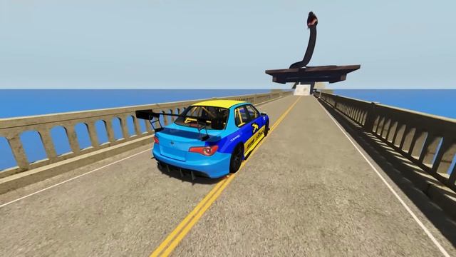 Dangerous Jumps Over the Giant Snake - BeamNG drive Game смотреть онлайн