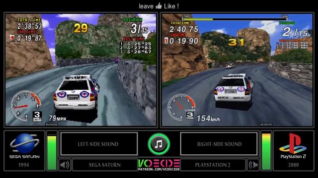 Sega Rally Championship (Sega Saturn vs PlayStation 2) Side by Side Comparison - Dual Longplay смотреть онлайн