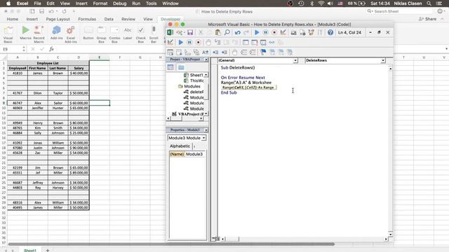 Deleting Empty Rows in Excel VBA смотреть онлайн