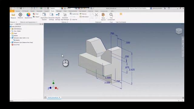 Inventor - Create Multiple Extrude Features from the Same Command смотреть онлайн
