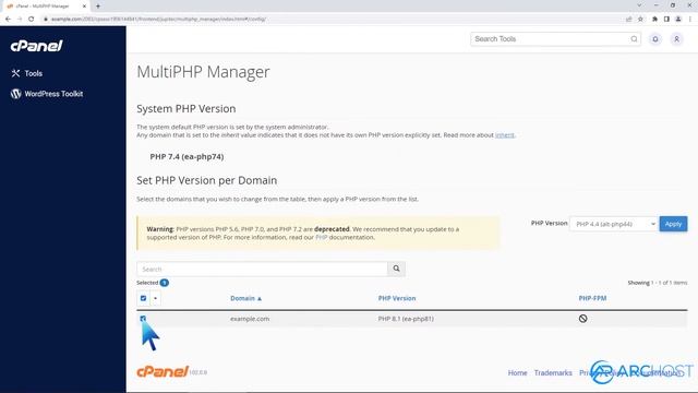 How to Reset the PHP Version to the Default Version, Using cPanel with ARCHOST смотреть онлайн