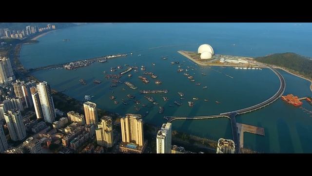 CHINA ZHUHAI OPERA HOUSE DRONE FOOTAGE / 絶景！中国 珠海 オペラハウスの空撮 смотреть онлайн