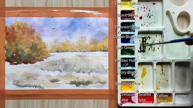How to paint a simple watercolor landscape painting with watercolor | Paint with David смотреть онлайн