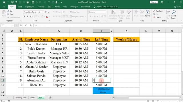Time Interval Calculation in Excel. #Uses of MOD formula. смотреть онлайн