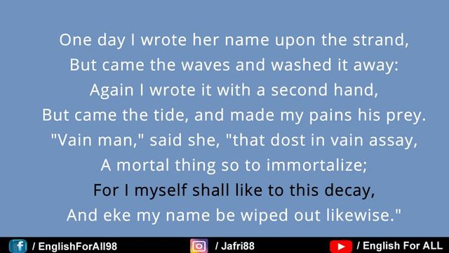 Sonnet 75 by Edmund Spenser | One day I wrote her name upon the strand | Amoretti LXXV смотреть онлайн