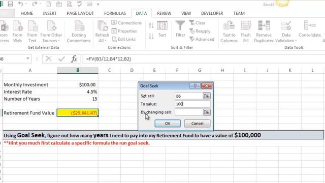 How to use Goal Seek (WhatIf Analysis) in Excel 2013 смотреть онлайн