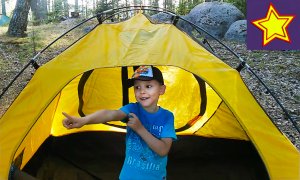 Развлечение для детей. Игорюша плывет на остров. Ставим палатку