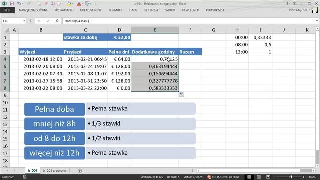 EXCEL - Rozliczanie delegacji - szybko i sprawnie z WYSZUKAJ.PIONOWO смотреть онлайн