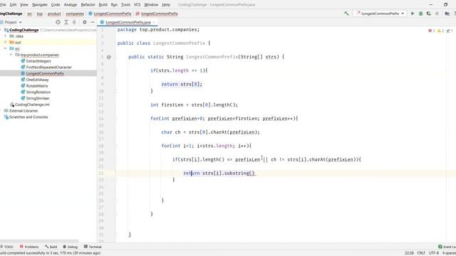 Coding Interview Question(Amazon,Facebook,Google)- Longest Common Prefix From Given Array of String смотреть онлайн