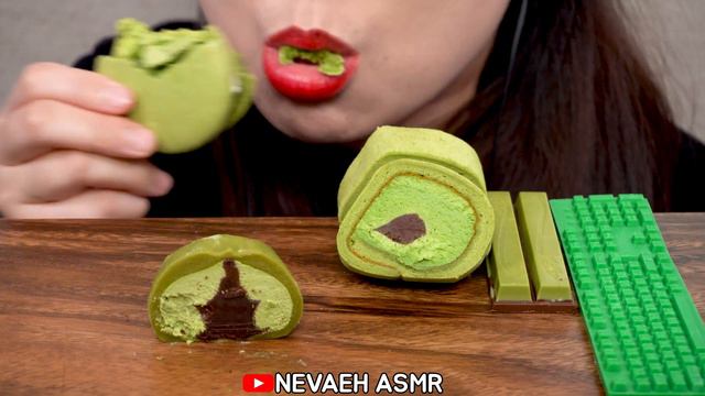 ASMR*편의점 녹차디저트💚쫀득 녹차마카롱, 쫀득 롤케익, 크런키 녹차바, 킷캣, 키보드 먹방*NO TALKING*EATING SOUNDS*MUKBANG💚 смотреть онлайн