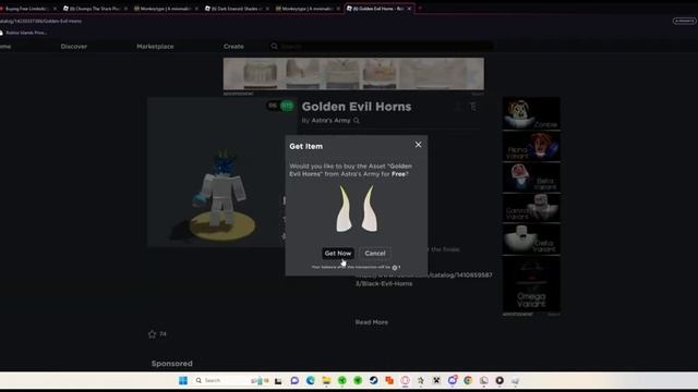 Sniping The Golden Evil Horns - Roblox Free Limited Ugc смотреть онлайн