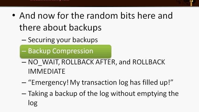 SQL Server Backup Compression and Security смотреть онлайн