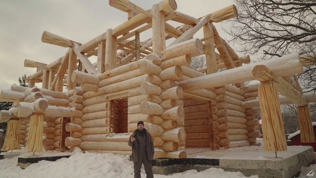 Москва.Семейный-бюджетный Канадец! Сруб из сибирского кедра! Сборка на фундаменте. Обзор. смотреть онлайн