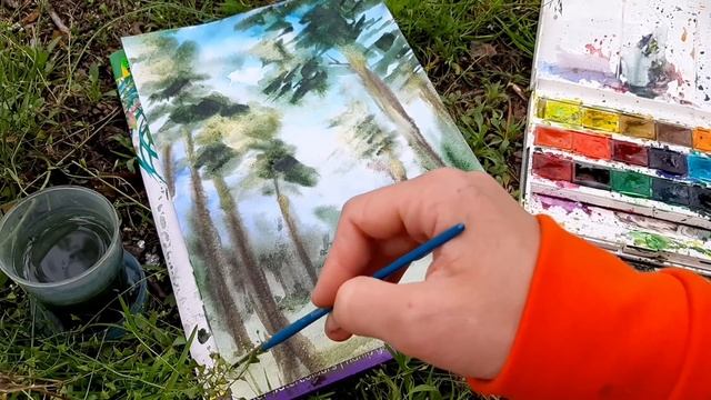 СОСНЫ |Плэнэр в лесу?Как рисовать с натуры смотреть онлайн