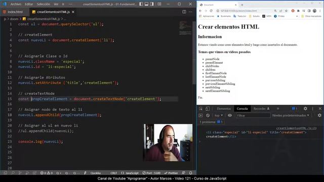 Aprogramar con JavaScript - 121 Crear elementos HTML e insertarlos en el DOM смотреть онлайн