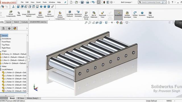 Solidworks tutorial: Simple Belt Conveyor Design Assembly and Motion Study смотреть онлайн