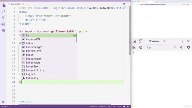 16.3 Two way data binding using getter and setter in Javascript смотреть онлайн