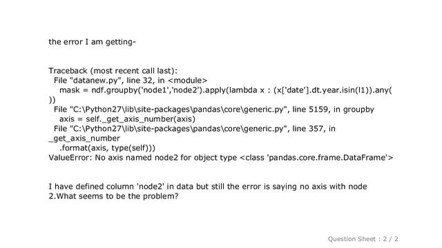 Pandas : ValueError: No axis named node2 for object type class 'pandas.core.frame.DataFrame' смотреть онлайн