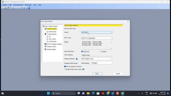 Simple PLC and HMI communication. Mitsubishi. GX Works 3 and GT Designer 3.
