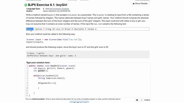 Java Practice It || 6.1 boyGirl || file processing, scanner, method, Math.abs, while loop, if else смотреть онлайн