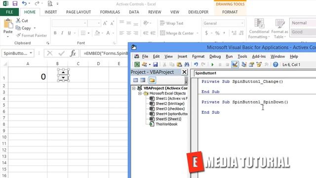 Microsoft Excel Visual Basic for Aplications VBA Tutorial 40 SpinButton with Cell A1 ✓ E Medi смотреть онлайн