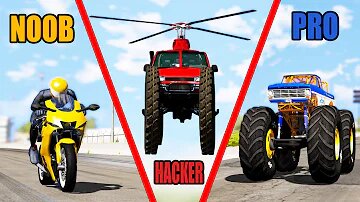 NOOB vs PRO vs HACKER #2- Beamng drive смотреть онлайн