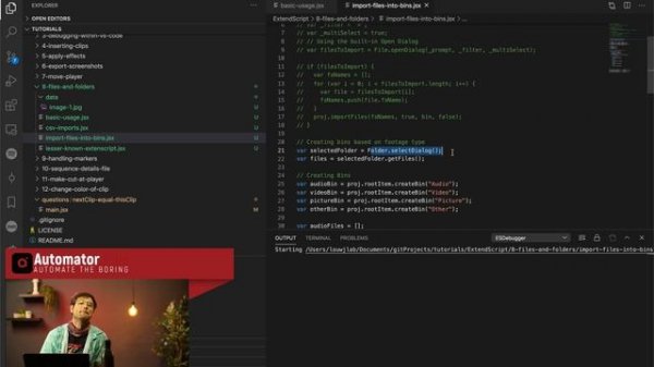 Import Files into bins Using Adobe ExtendScript