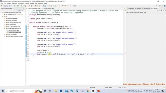 java program to find largest of three numbers using ternary operator смотреть онлайн