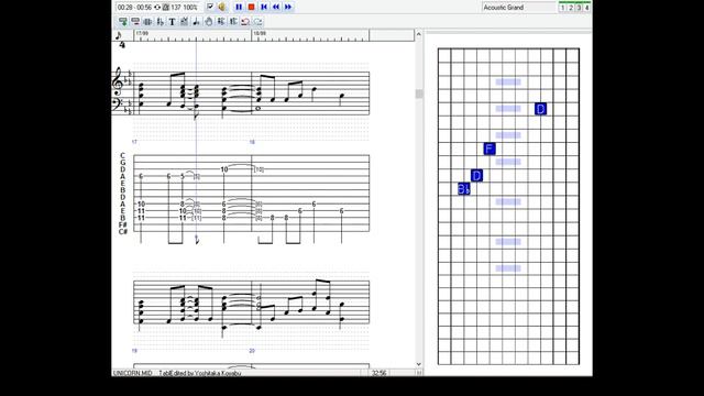tableditにてアレンジ　コヤブボードTAB譜