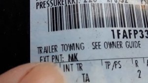 Ford Focus Paint Code Location